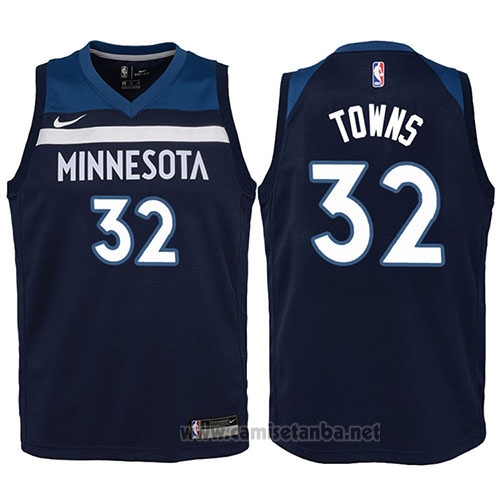 Camiseta Nino Minnesota Timberwolves Karl-Anthony Towns #32 2017-18 Azul